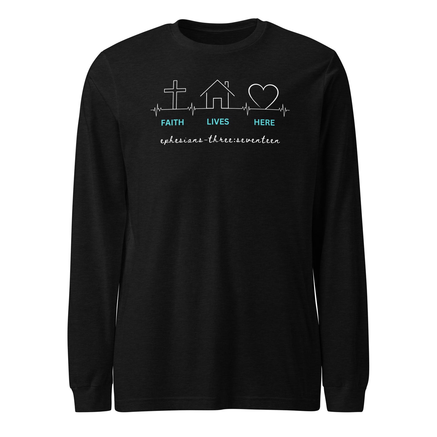 Faith Lives Here long-sleeve t-shirt black heather