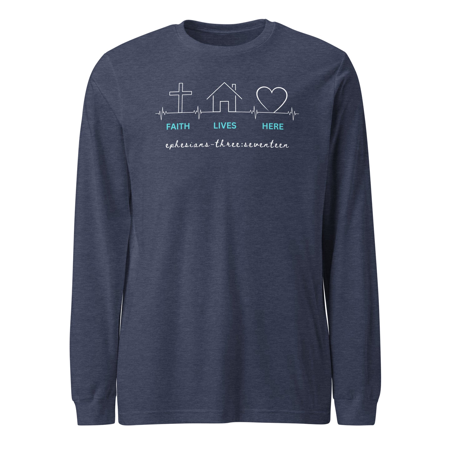 Faith Lives Here long-sleeve t-shirt heather navy