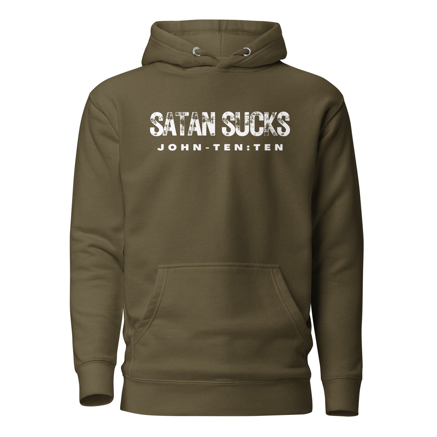 Satan Sucks hoodie sweatshirt military green