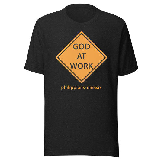 Caution…God At Work short sleeve t-shirt black heather