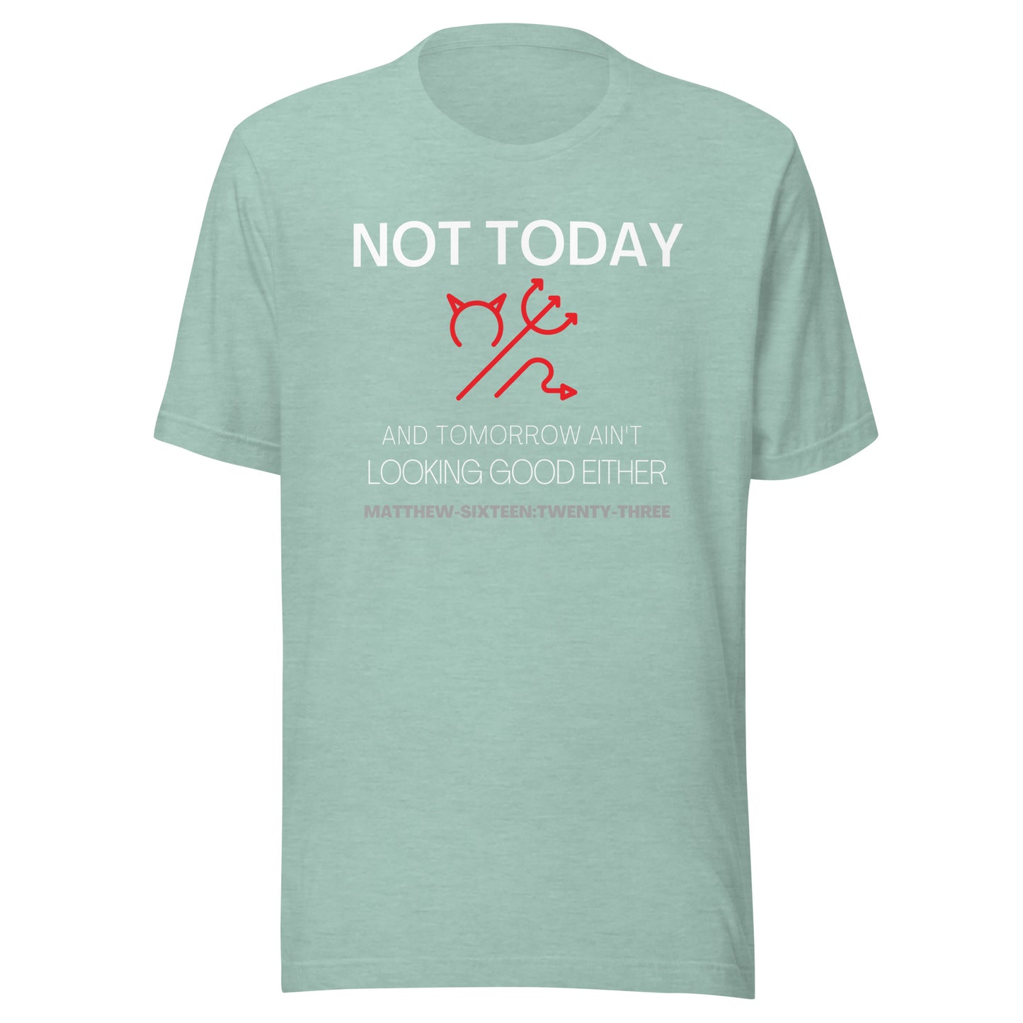 Not Today Satan short sleeve t-shirt heather prism dusty blue