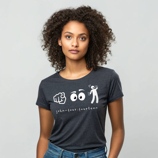 Model is wearing a short sleeve You Look Thirsty dark heather gray t-shirt