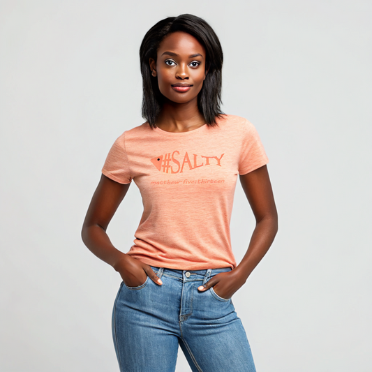 Female model #Salty heather prism peach t-shirt