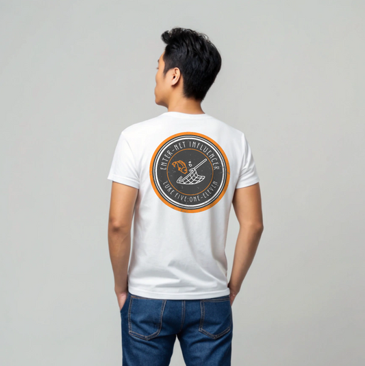Male model Enter-Net Influencer white t-shirt