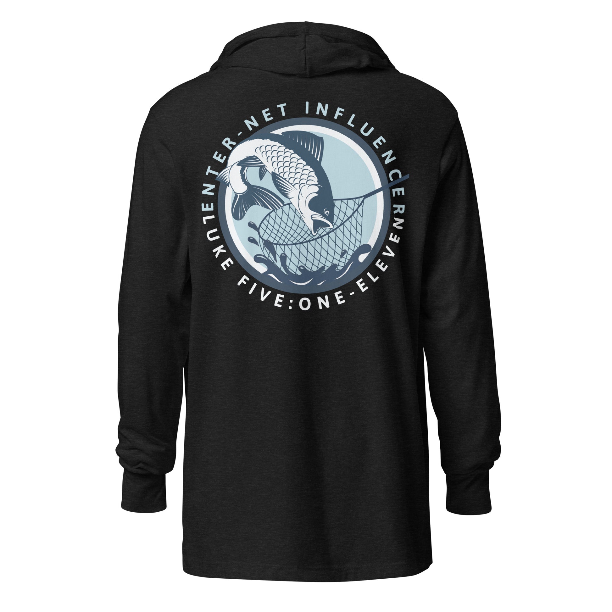 Enter-Net Influencer Fish Graphic hooded t-shirt charcoal black triblend back