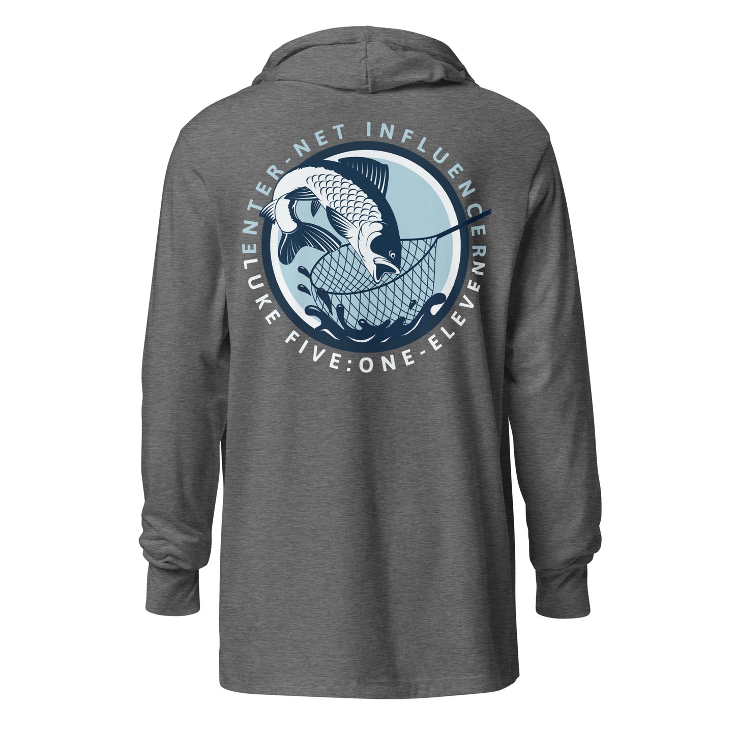 Enter-Net Influencer Fish Graphic hooded t-shirt gray triblend back