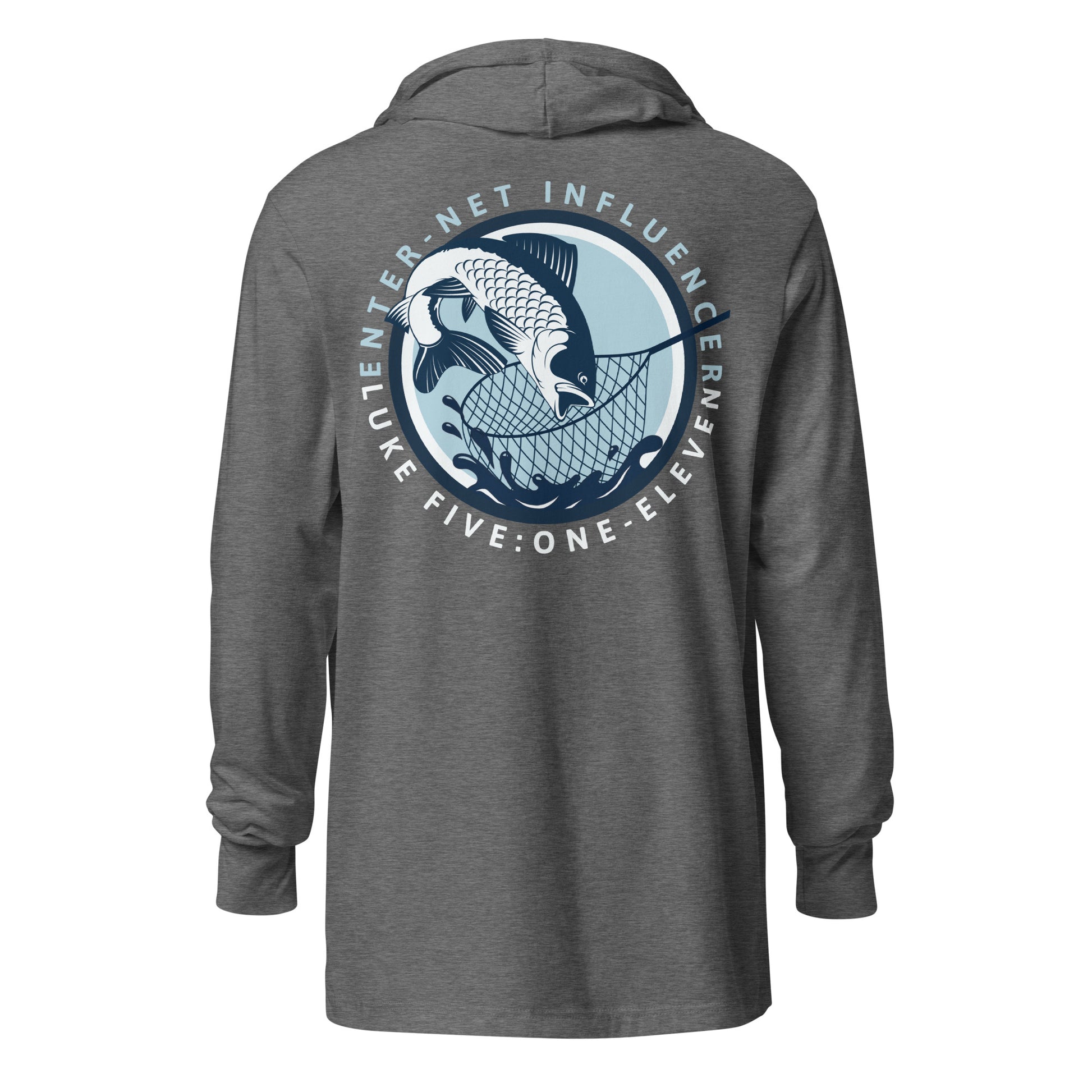 Enter-Net Influencer Fish Graphic hooded t-shirt gray triblend back