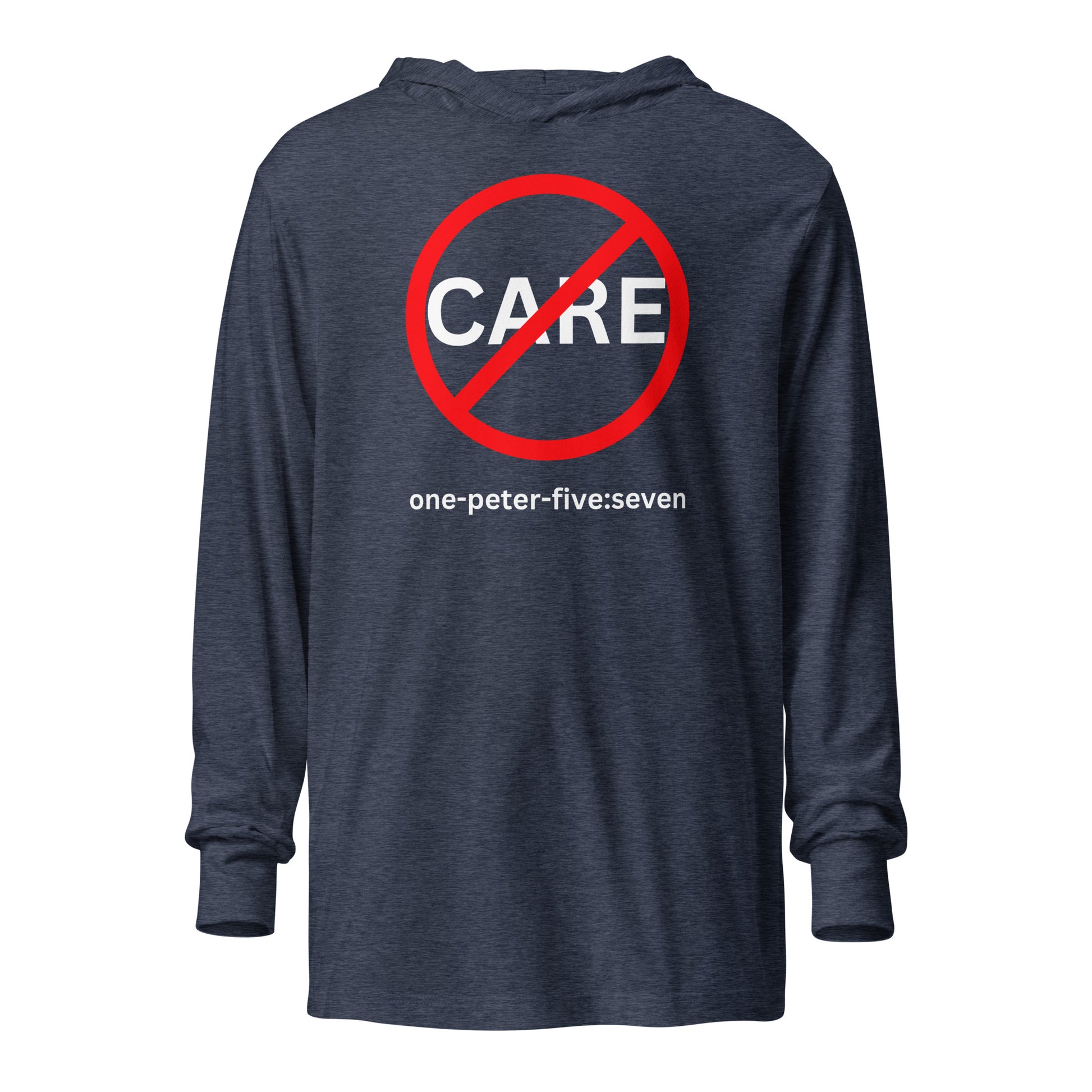 Don’t Care hoodie t-shirt heather navy