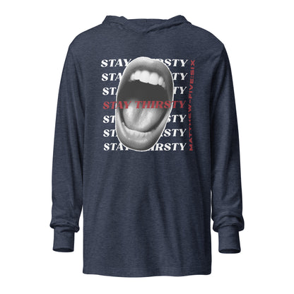 Thirsty hooded t-shirt heather navy