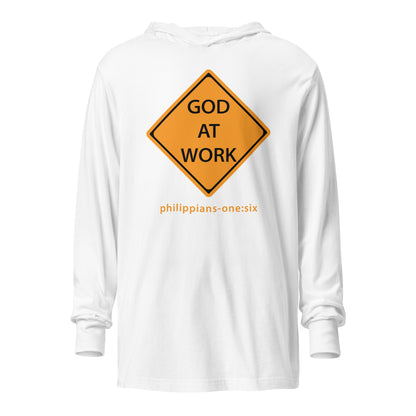 Caution…God At Work hooded t-shirt white