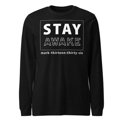 Stay Awake long-sleeve t-shirt black heather