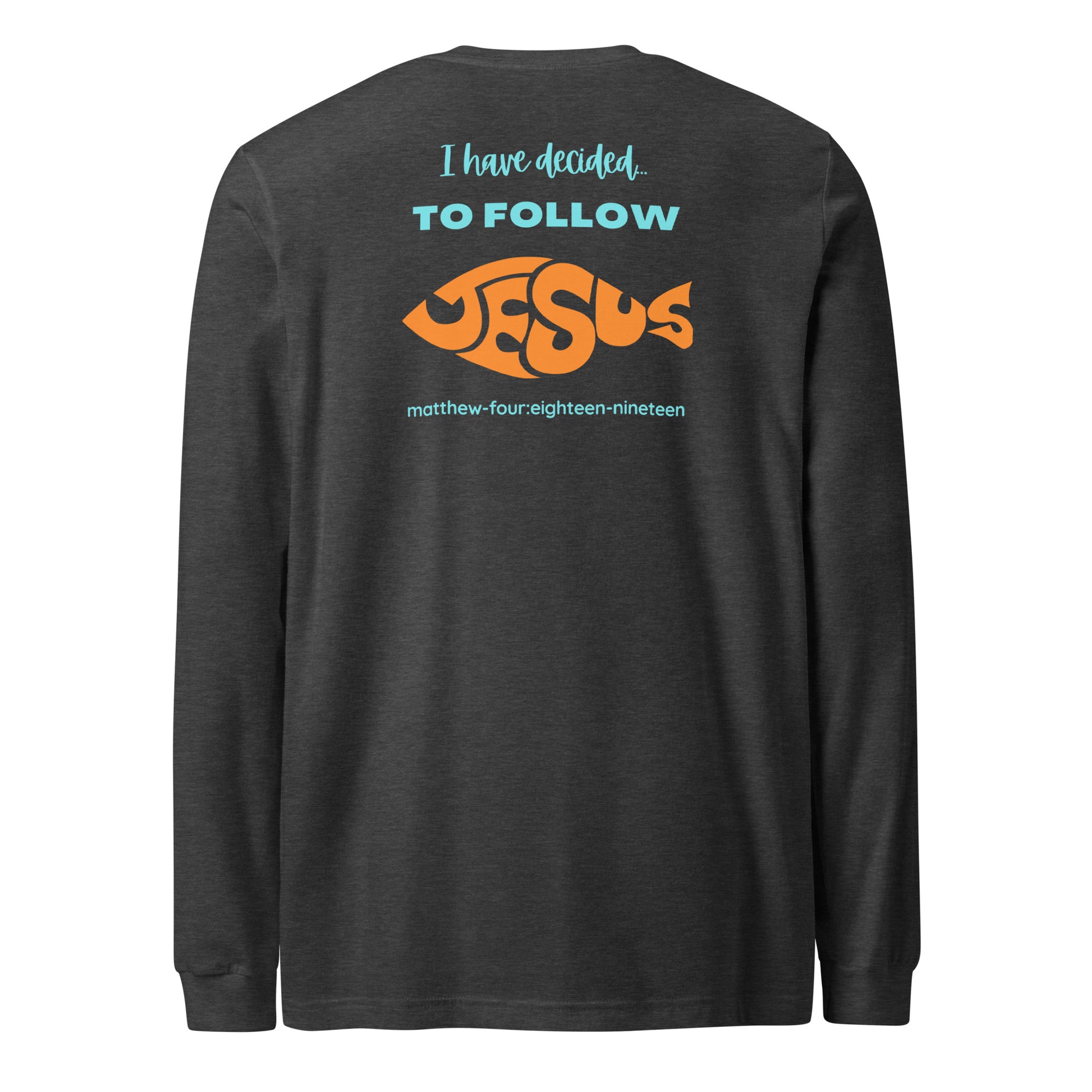 Follow Jesus long-sleeve t-shirt dark gray heather