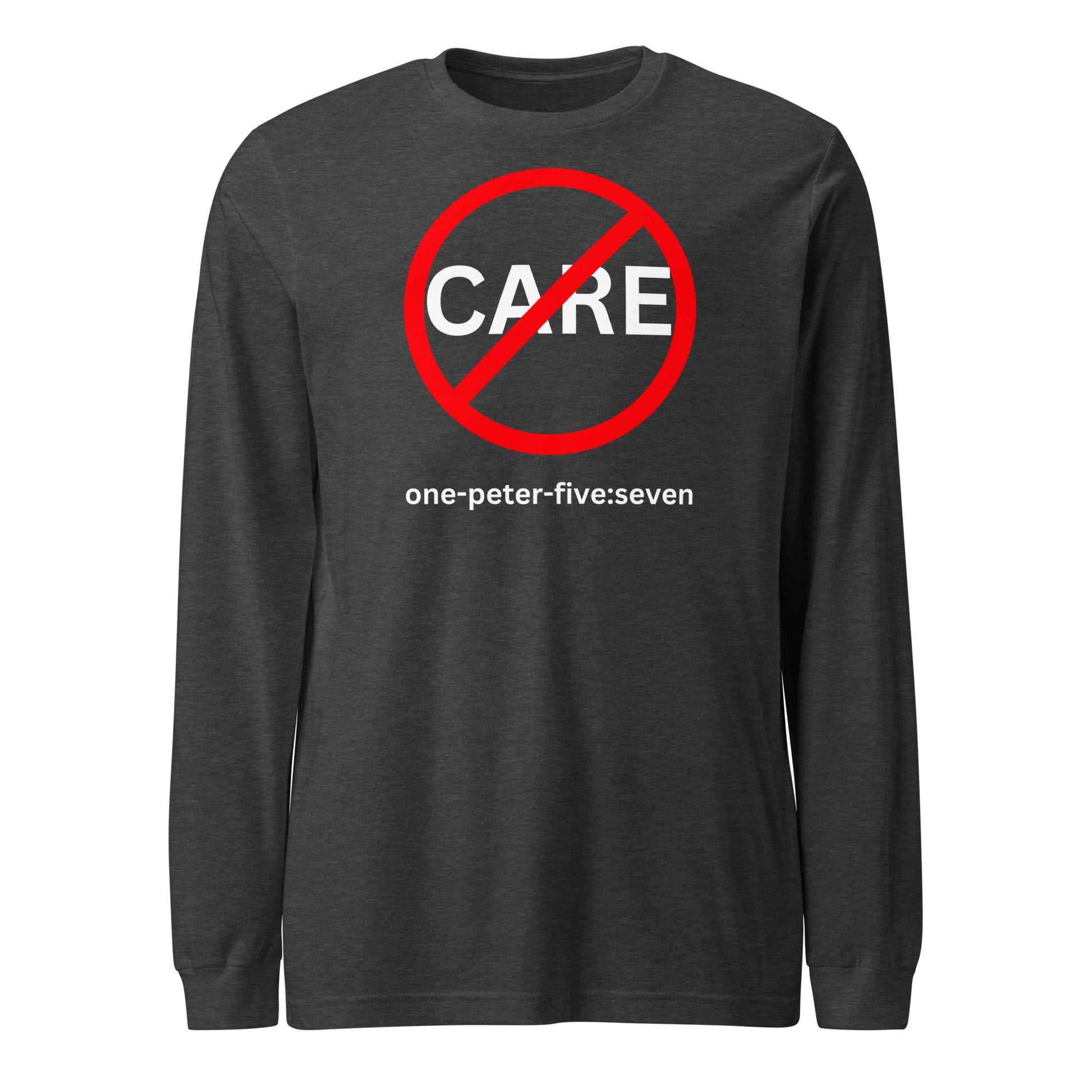 Don’t Care long-sleeve t-shirt dark gray heather