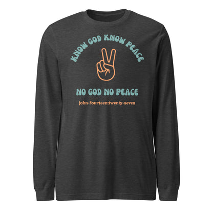 Know God Know Peace long-sleeve t-shirt dark gray heather