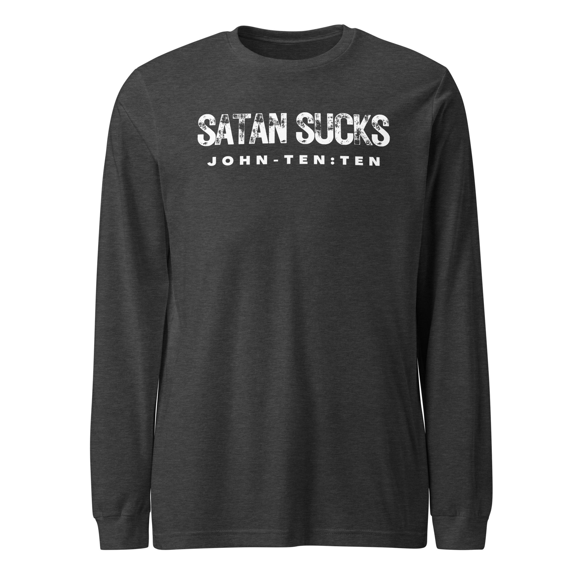 Satan Sucks long-sleeve t-shirt dark gray heather