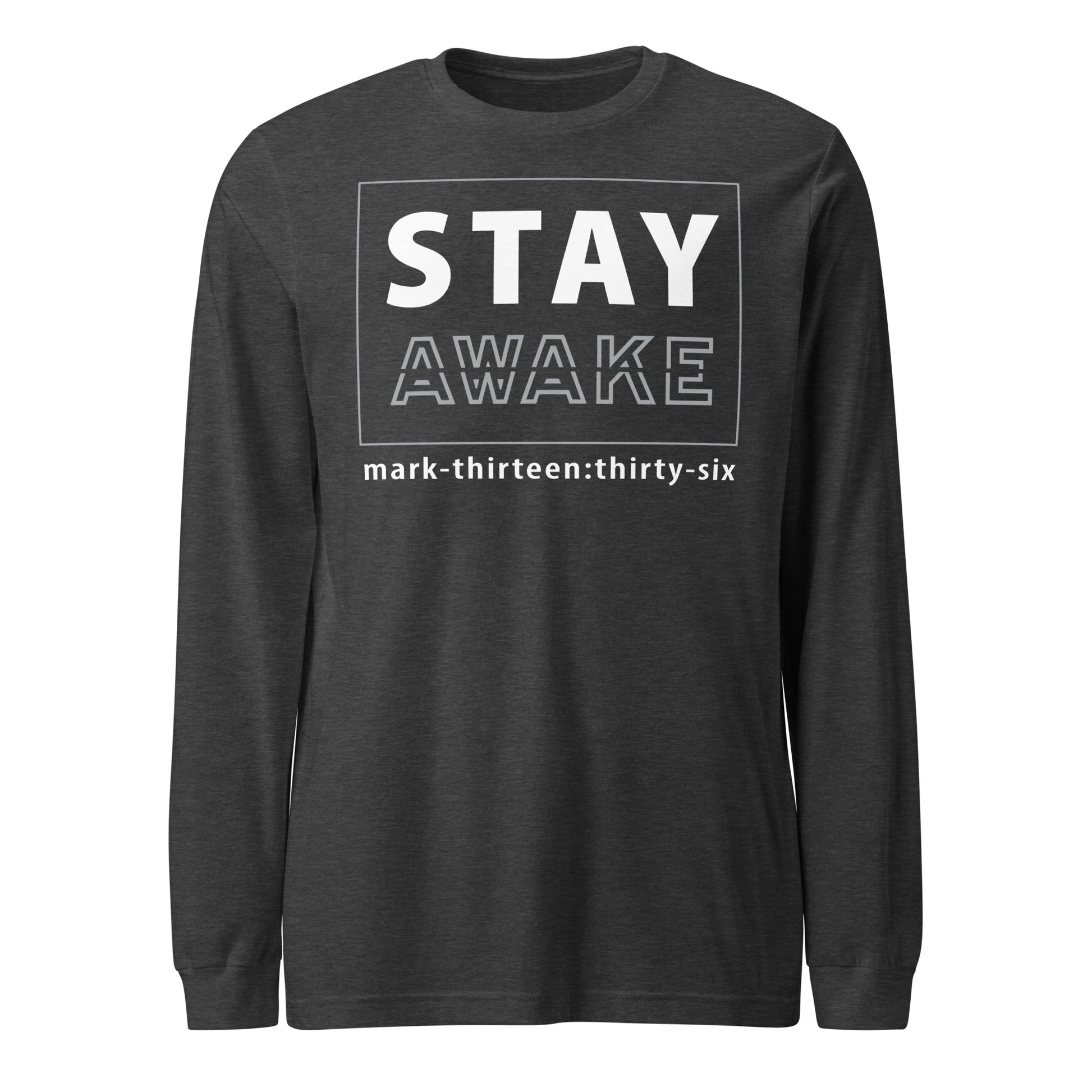 Stay Awake long-sleeve t-shirt dark gray heather