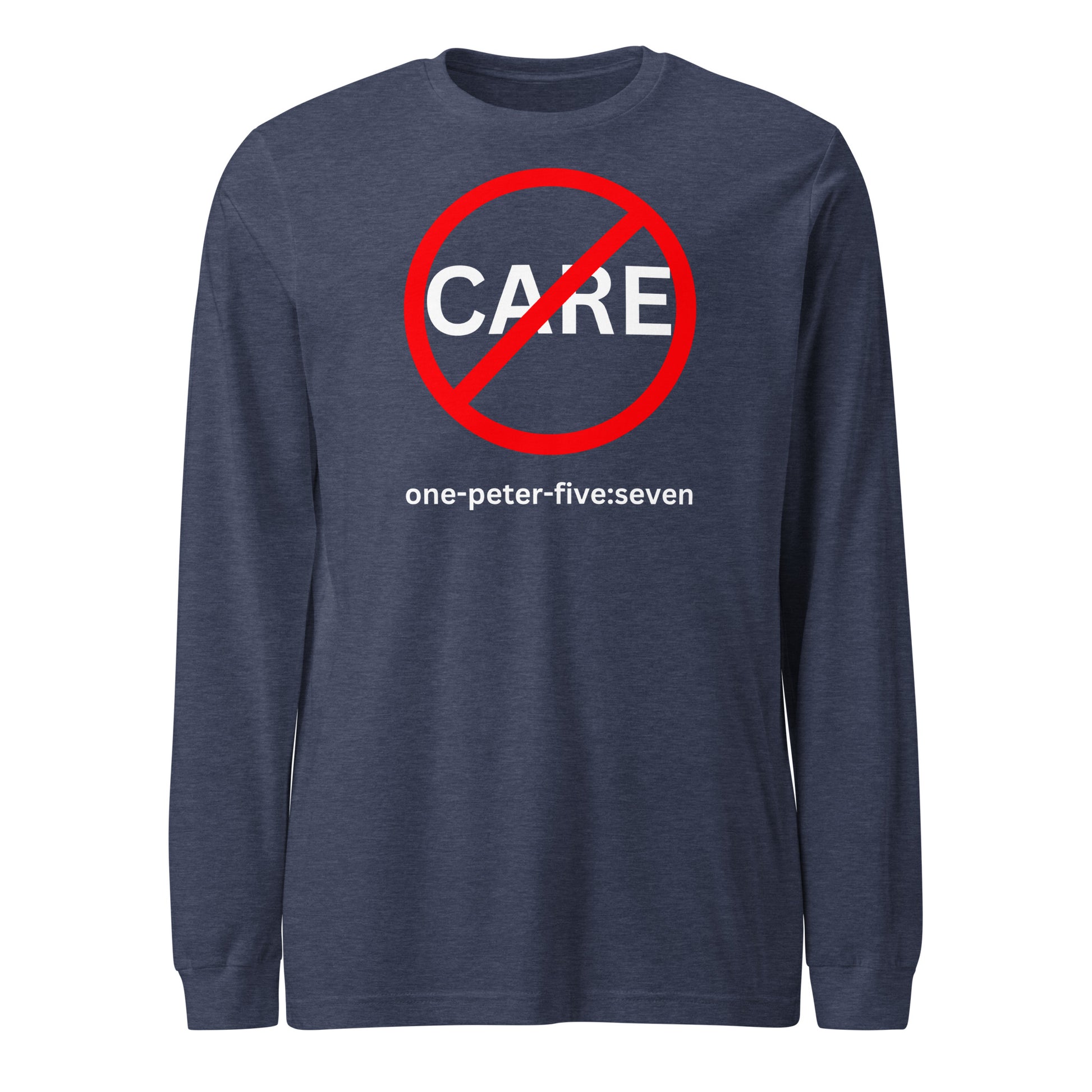 Don’t Care long-sleeve t-shirt heather navy