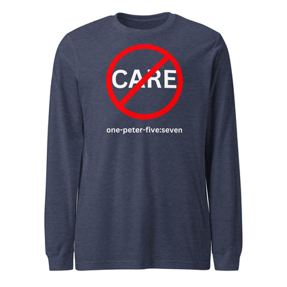 Don’t Care long-sleeve t-shirt heather navy