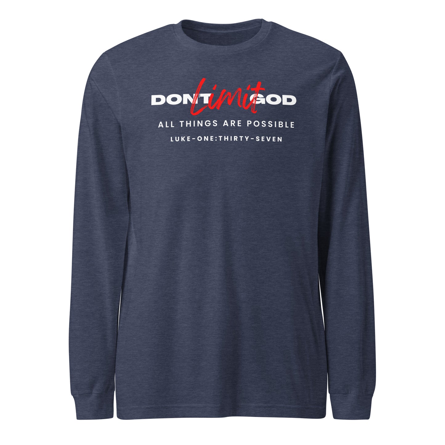 Don’t Limit God long-sleeve t-shirt heather navy
