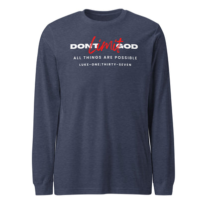 Don’t Limit God long-sleeve t-shirt heather navy