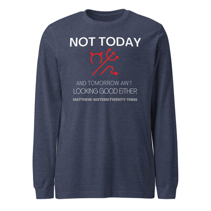 Not Today Satan long-sleeve t-shirt heather navy