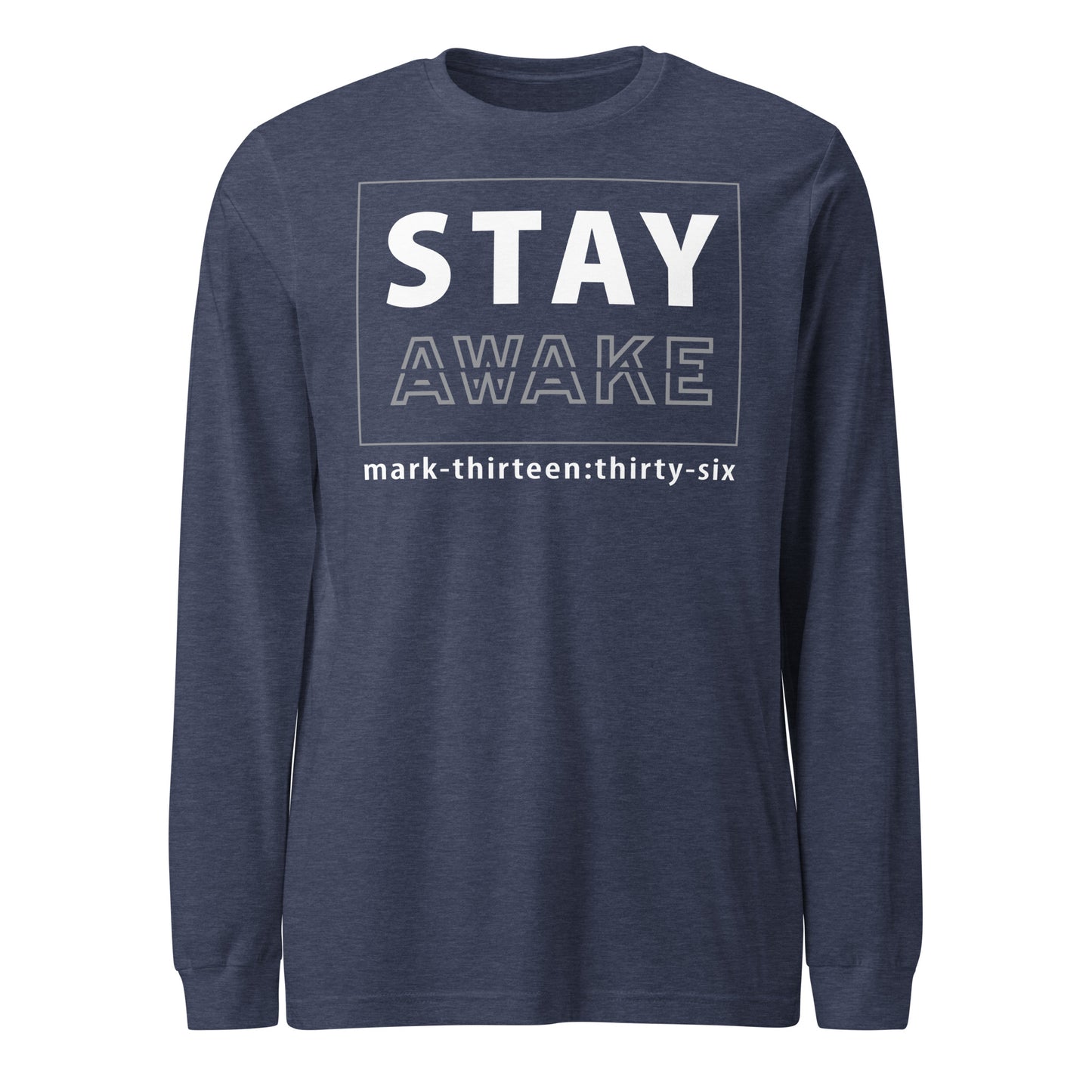 Stay Awake long-sleeve t-shirt heather navy