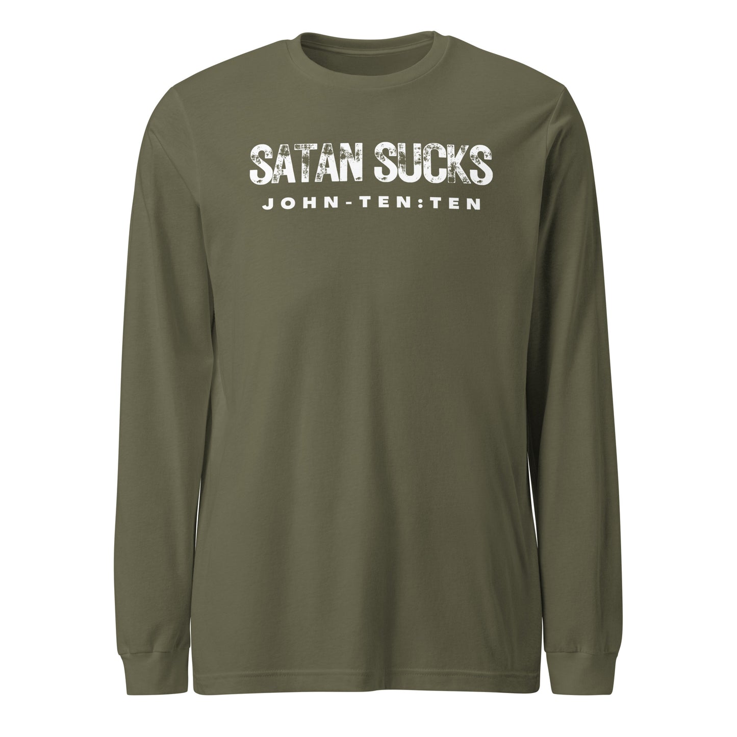 Satan Sucks long-sleeve t-shirt military green