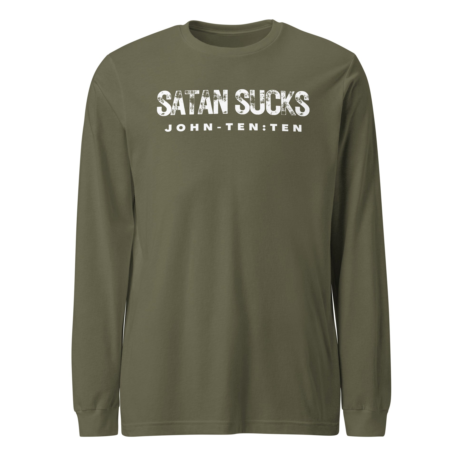 Satan Sucks long-sleeve t-shirt military green