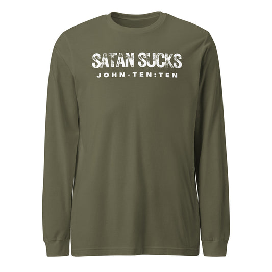 Satan Sucks long-sleeve t-shirt military green