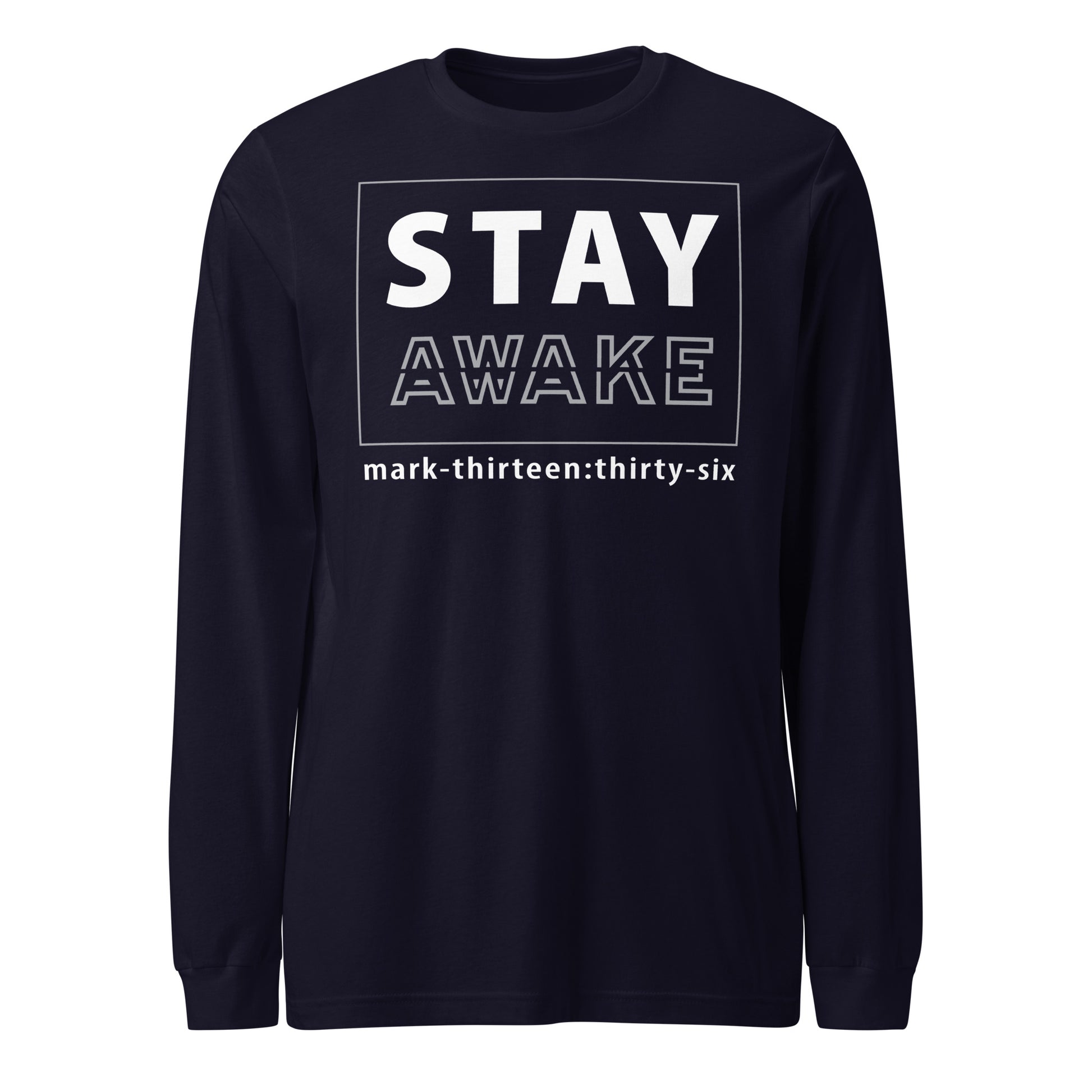 Stay Awake long-sleeve t-shirt navy blue