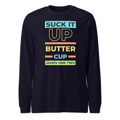 Suck It Up Buttercup long-sleeve t-shirt navy blue
