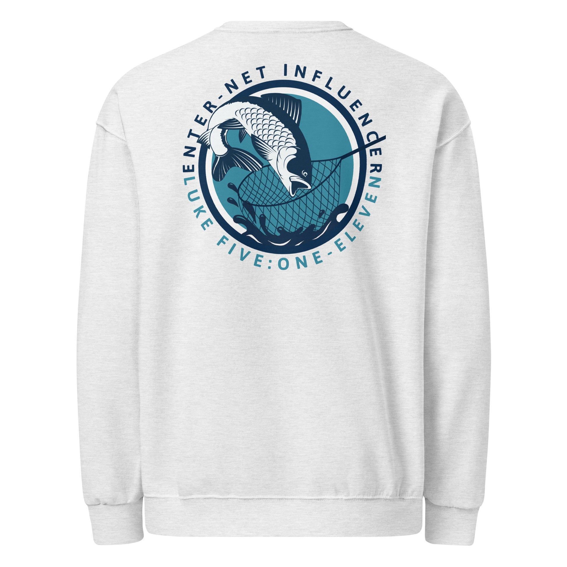 Enter-Net Influencer fish graphic sweatshirt ash gray back