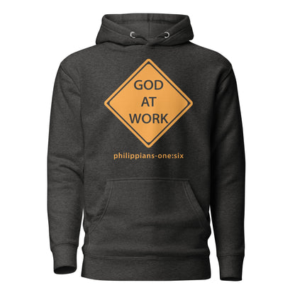 Caution…God At Work hoodie sweatshirt charcoal heather