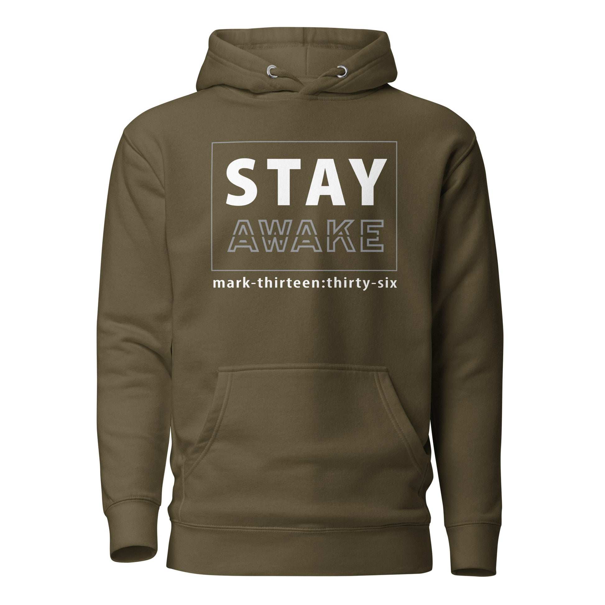 Stay Awake hoodie sweatshirt military green