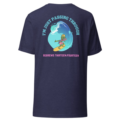I'm Just Passing Through t-shirt back midnight navy blue
