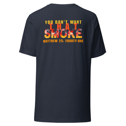 You Don't Want That Smoke t-shirt back heather navy blue