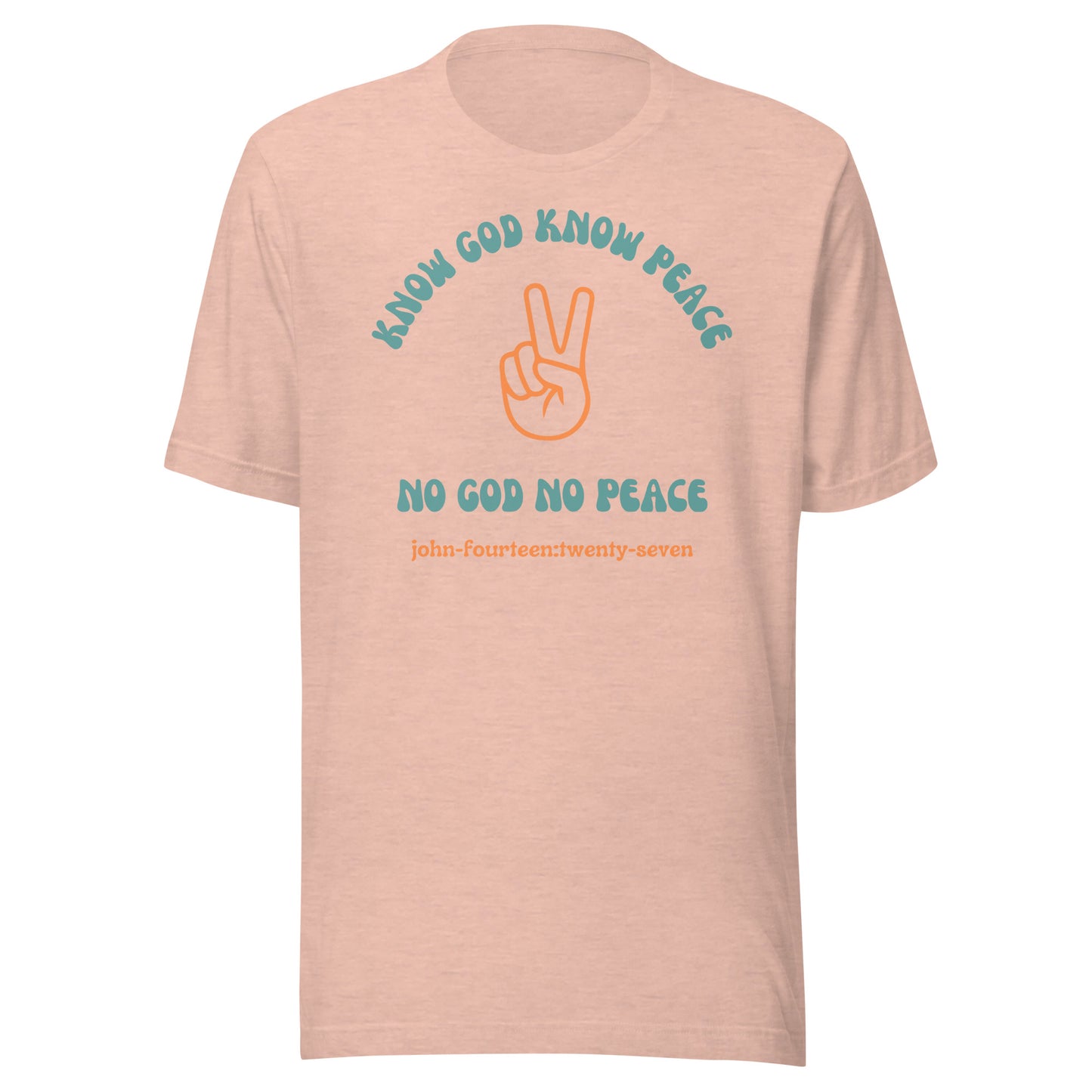Know God Know Peace short sleeve t-shirt heather prism peach