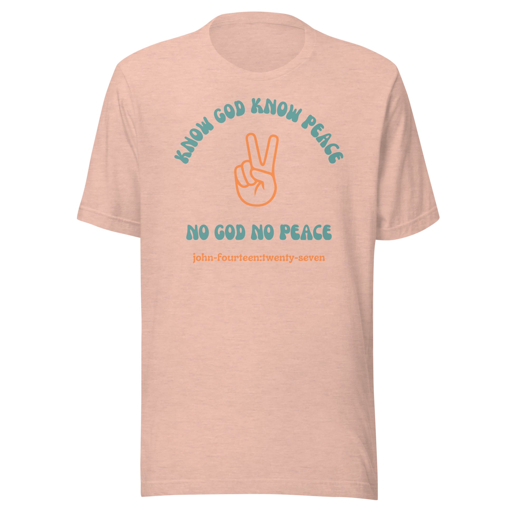 Know God Know Peace short sleeve t-shirt heather prism peach