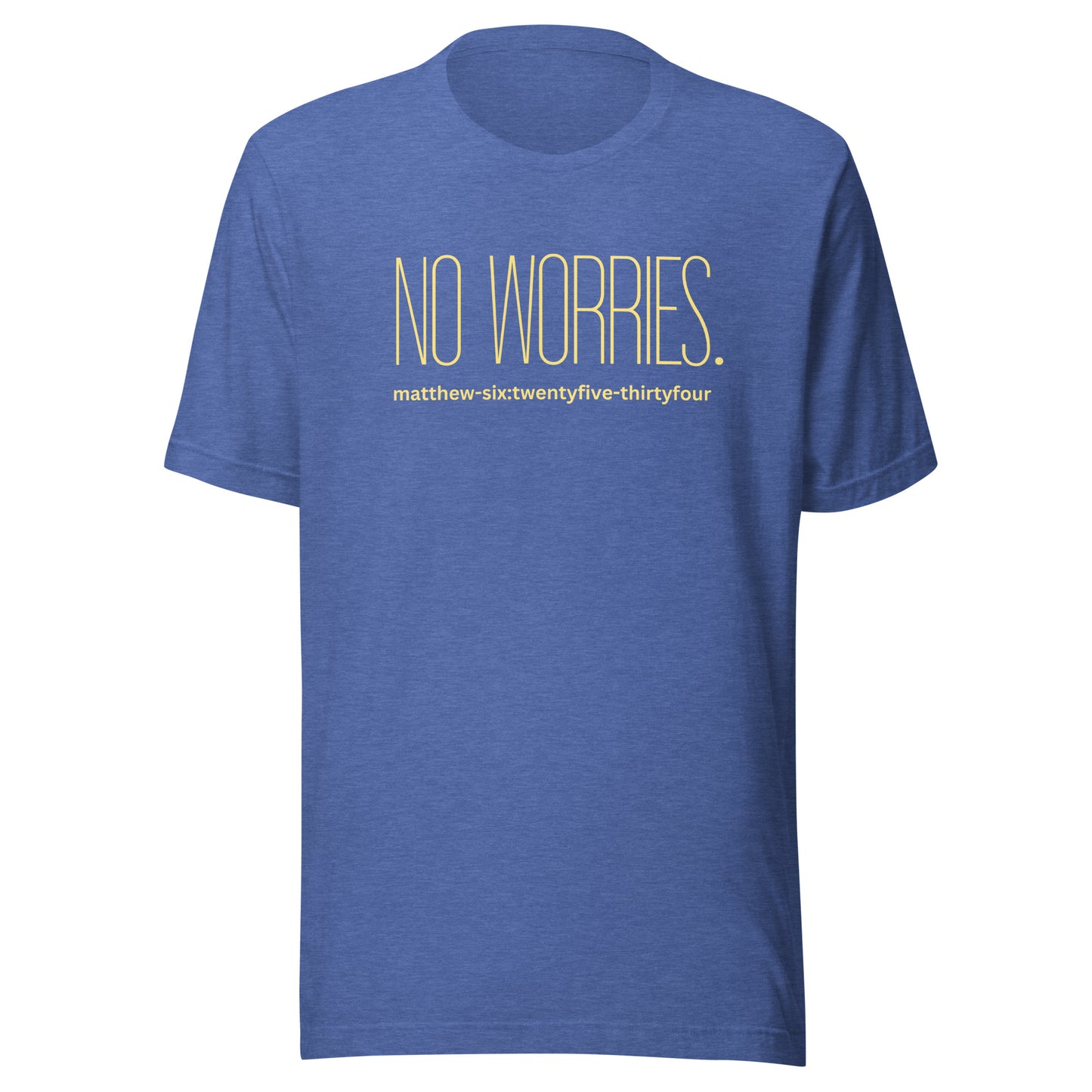 No Worries short sleeve t-shirt heather true royal