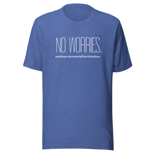 No Worries short sleeve t-shirt heather true royal